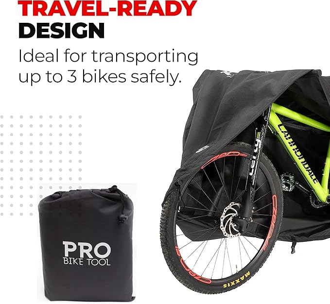 PRO BIKE TOOL Bike Cover for Outdoor Bicycle Storage - XXL Size for 2-3 Bikes - Stationary Use for Yard, Garden or Indoors - Protection from All Weather Conditions for Mountain & Road Bikes