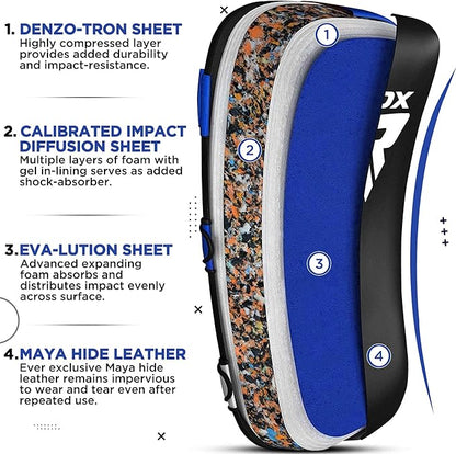RDX Muay Thai Pad for Training, Curved Kickboxing Kicking Strike Shield, Coaching Kick Boxing, MMA, Martial Arts, Karate, Taekwondo, Punching, Foot, Knee and Elbow Target (One Pad Only)