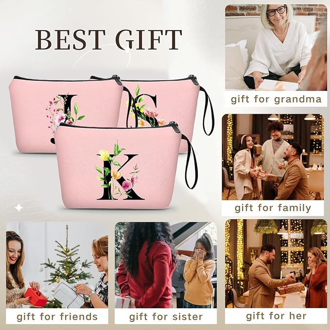 SEAMOON Birthday Thank You Appreciation Monogrammed Gifts for Mom Aunt Teacher Sister Friend Coworkers Bride Bridesmaid Makeup Cosmetic Bag with Mirror Mothers Day Christmas Graduation K