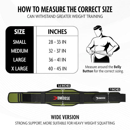 DMoose Weight Lifting Belt for Men & Women 2 in 1 Adjustable 4" 6" 6" Width
