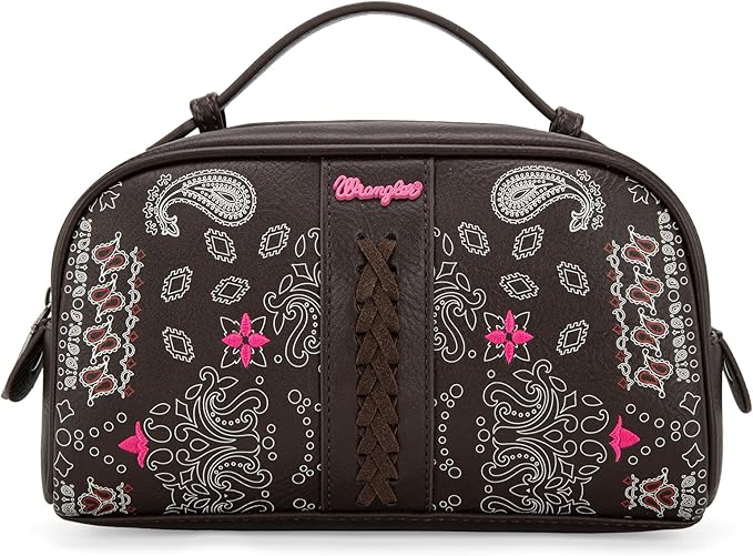 Wrangler Makeup Pouch Bag Mini Western Toiletry Purse Cosmetic Organizer Paisley Travel Pouch for Women