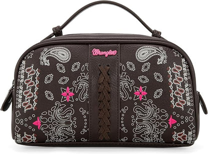 Wrangler Makeup Pouch Bag Mini Western Toiletry Purse Cosmetic Organizer Paisley Travel Pouch for Women
