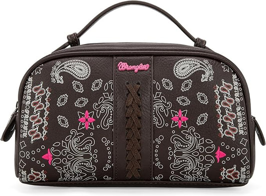 Wrangler Makeup Pouch Bag Mini Western Toiletry Purse Cosmetic Organizer Paisley Travel Pouch for Women