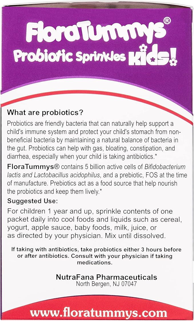 Probiotics for Kids: 30 Taste-Free Powder Packets, Free of Food Allergens, Non-Dairy, Gluten Free, Sugar Free, Non-GMO, Vegan