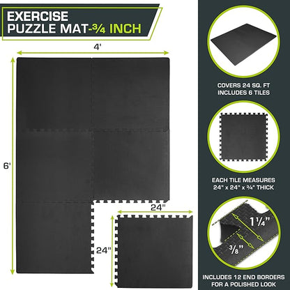 ProsourceFit Extra Thick Puzzle Exercise Mat ¾” and 1"