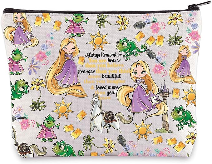 WZMPA Princess Hair & Sun Cosmetic Bag Fairy Tales Fans Gift You Are Braver Stronger Beautiful Than You Know Hair Movie Makeup Zipper Pouch Bag (Always Hair)