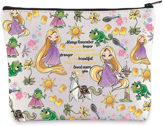 WZMPA Princess Hair & Sun Cosmetic Bag Fairy Tales Fans Gift You Are Braver Stronger Beautiful Than You Know Hair Movie Makeup Zipper Pouch Bag (Always Hair)