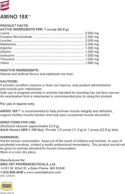 Amino 15X (3 lb) -Supports Healthy Muscle Function, Development and Repair in Horses