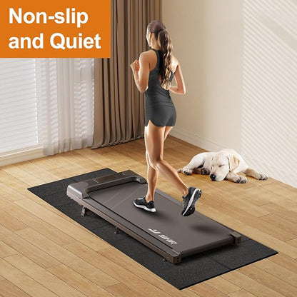 HOVSCO Foldable Treadmill Mat Non-Slip Exercise Bike Mat 1/4" Thick, 30"x63" Waterproof
