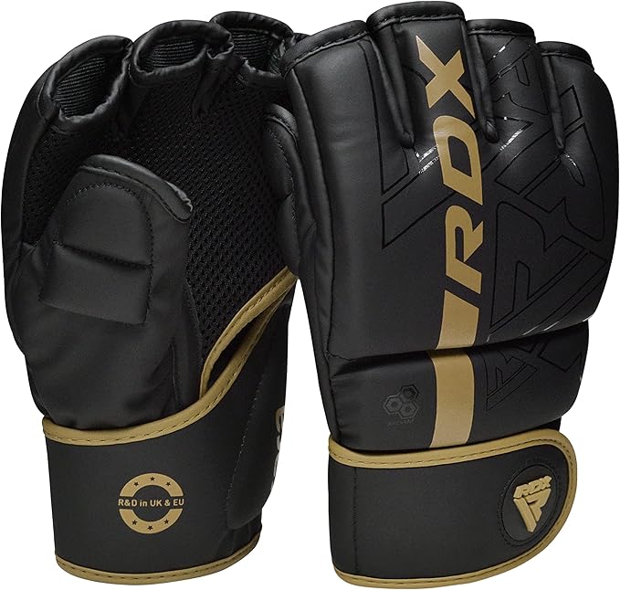 RDX MMA Gloves Grappling Sparring, Pre-Curved Mixed Martial Arts Mitts Men Women Boxing Gloves, Maya Hide Leather Kara Cage Fighting Workout, Combat Sports Training, Muay Thai, Punching Bag Kickboxing