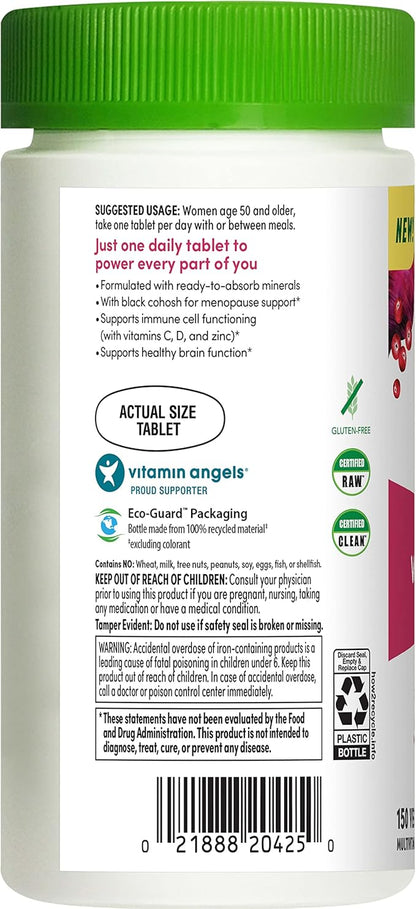Rainbow Light Multivitamin for Women 50+, Vitamin C, D & Zinc, Probiotics, Women’s One 50+ Multivitamin Provides High Potency Immune Support, Non-GMO, Vegetarian, 150 Tablets