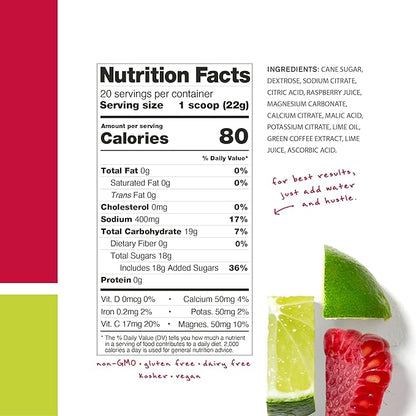 Skratch Labs Hydration Powder | Sport Drink Mix | Electrolytes Powder for Exercise, Endurance, and Performance | Raspberry Limeade with Caffeine | 20 Servings | Non-GMO, Vegan, Kosher