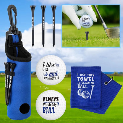 9 Pcs Golf Accessories Kit Golf Club Cleaning Kit Include Microfiber Towel, Cleaner Brush, Ball and Tee Holder, Divot Repair Tool, Ball Bag with Hook for Men Women Gifts