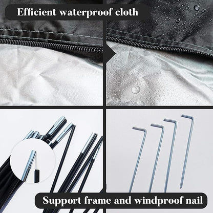 Outdoor Bike Covers Storage Shed Tent,Outdoor Portable Bicycle Storage Sheds,210D Oxford Thick Waterproof Fabric,Bike Covers Shelter for Motorcycle,Garden Tools,Toys,Lawn Mower(L-Black)…