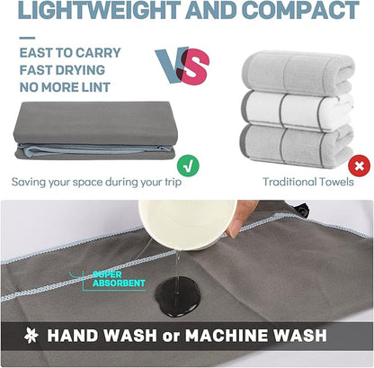 HOEAAS 2 Pack Microfiber Camping Towels