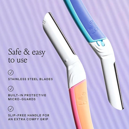 Billie - Dermaplane Starter Kit - Reusable Handle + 3 Refill Blades - Remove Facial Hair + Perfectly Shape Brows - Dermatologist-Approved - WaterPark