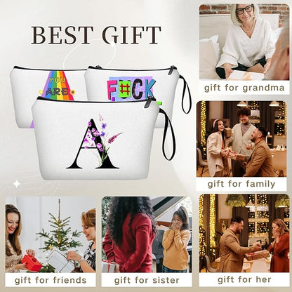 SEAMOON Women Birthday Unique Maid of Honor Friendship Gifts for Women Sister Bridesmaid Bride Personalized Travel Makeup Cosmetic Bag with Mirror Valentines Mothers Day Christmas Graduation A