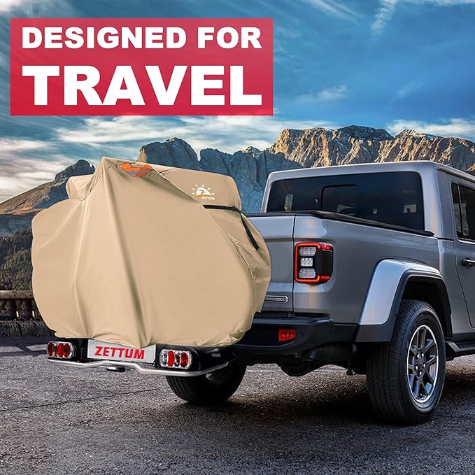 Bike Cover for Transport 3 Bikes - Outdoor Bike Covers for 3 Bikes on Rear Bike Rack Transport Waterproof Heavy Duty, 600D Bicycle Rack Cover for 3 Bikes on Car Hitch Travel Storage