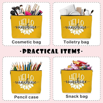 Boho Sunshine Inspirational Makeup Bag - Cute Yellow Accessory, Ideal Return Gift for Women