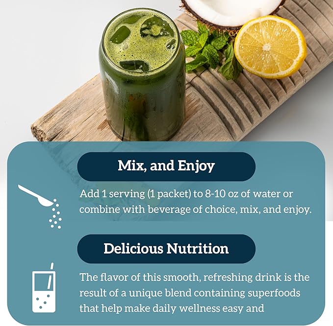 Organifi: GO Packs - Green Juice - Organic Superfood Supplement Powder - 15 Travel Packs - Organic Vegan Greens - Hydrates and Revitalizes