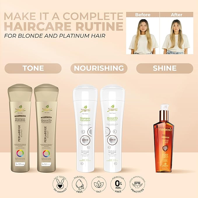 naissant Perla Beige Hair Purple Toning Mask | Eliminates Brassiness | Neutralizes Yellow & Orange Tones | Paraben, Ammonia & Sulfate Free | Pro-Vitamin B5, Olive Oil & Honey (Perla Beige) 10.1 Fl Oz