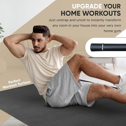 Gorilla Mats Premium Large Exercise Mat – 8' x 4' x 1/4" Ultra Durable, Non-Slip, Workout Mat for Instant Home Gym Flooring – Works Great on Any Floor Type or Carpet – Use With or Without Shoes