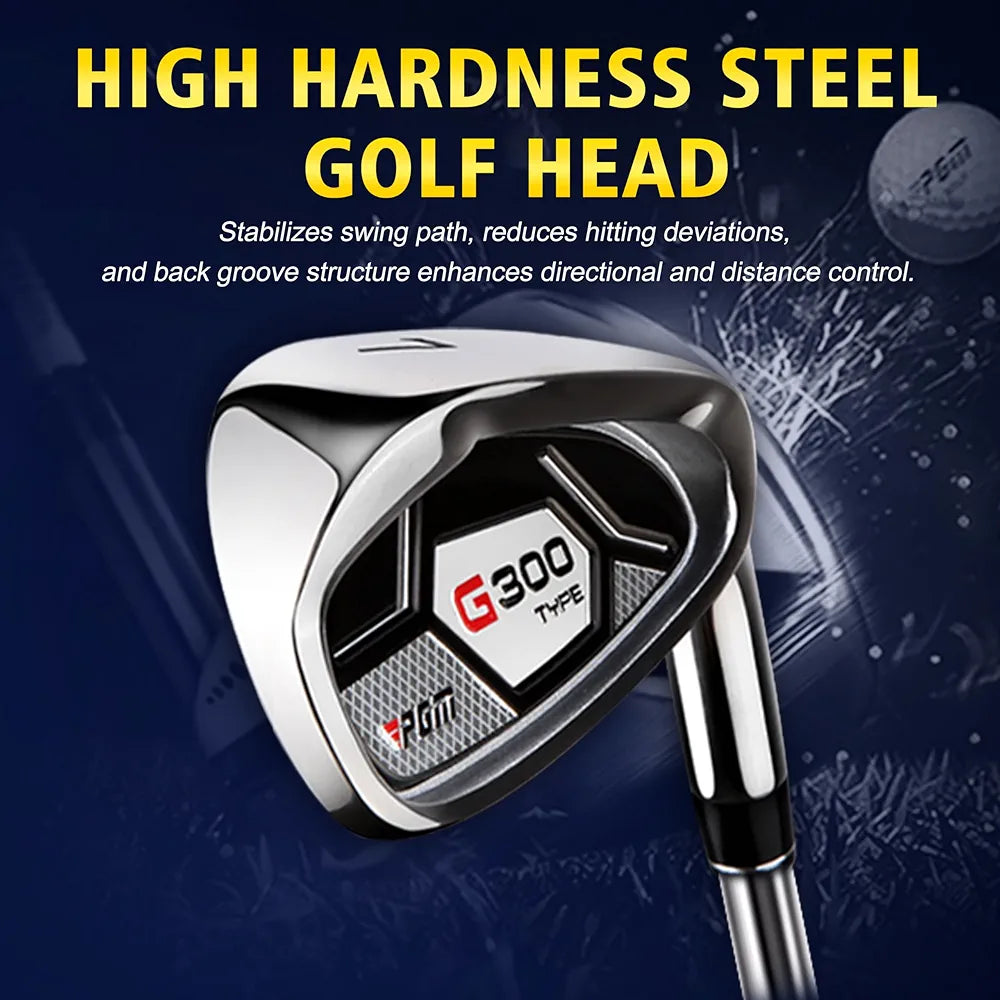 PGM Men's G300 Type 9/12 Pieces Complete Golf Club Set - Titanium #1 Driver, Draw-Biased Hybrid, High-Strength Stainless Steel Iron Set, High Forgiveness Putter, with Stand Bag