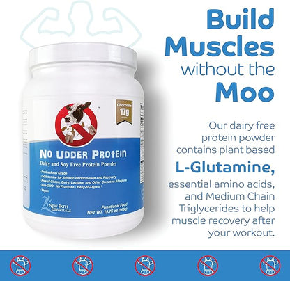 No Udder Protein | Vegan Protein Powder | Soy Free Protein Powder | Chocolate | 17g Protein | 1lb