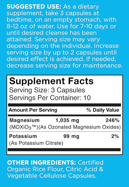 nbpure MagO7 - Natural Colon Cleanse & Detox - Occasional Constipation Relief, Stool Softening, & Bloating Support for Men & Women - Ozonated Magnesium Oxide, 30 Capsules