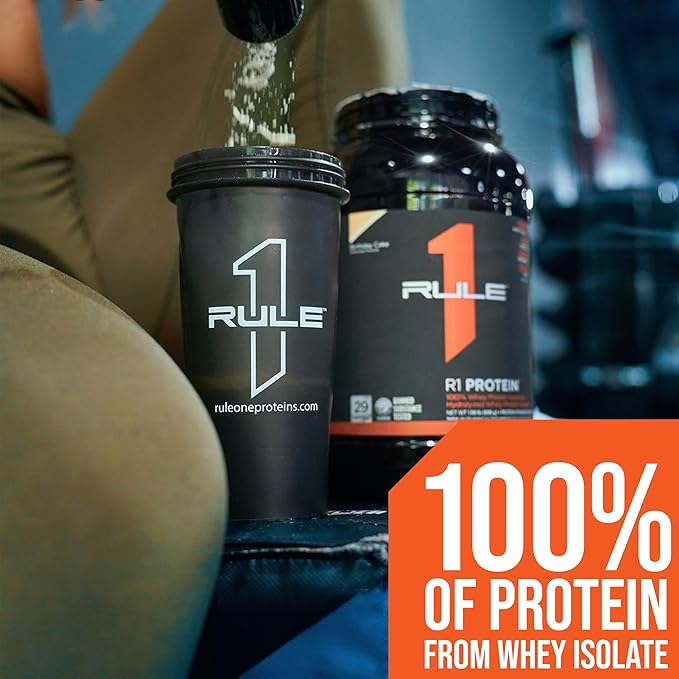 Rule One Proteins R1 Protein - 25g Fast-Acting, Super-Pure 100% Isolate and Hydrolysate Protein Powder with 6g BCAAs (1 Pound*, Vanilla)