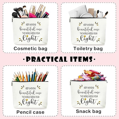 Inspirational Makeup Bag Cosmetic Bag, Motivational Gifts, Birthday Christmas Mothers Day Gifts For Women Mom Friends Sister Wife Grandma Aunt Daughter, The World Needs Your Light.(012)