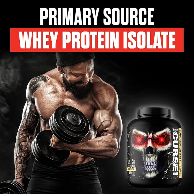 JNX SPORTS The Curse! Ultra Premium Whey Protein Powder Vanilla Bean 5lb | 25g Protein Per Serve, Primary Source Whey Isolate