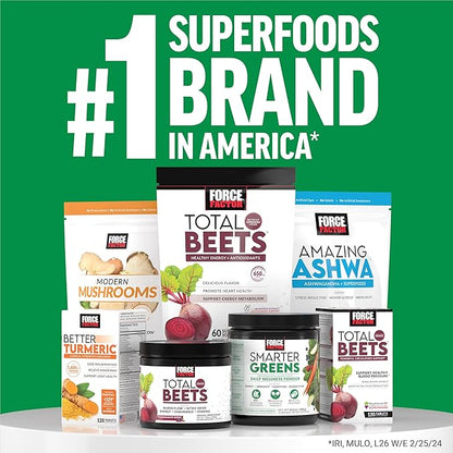 FORCE FACTOR Smarter Greens Daily Wellness Powder 2-Pack to Support Energy, Immunity & Digestion, Greens Powder, Superfood Powder with Vitamins, Minerals & Probiotics, Unflavored, 60 Servings
