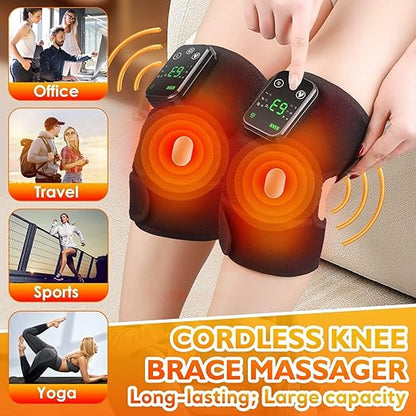Heated Knee Massager for Pain Relief, Portable Knee Brace with Heat to Keep Knee Warms, Knee Heating Pad for Shoulder Elbow Knee 3 in 1 with Vibration