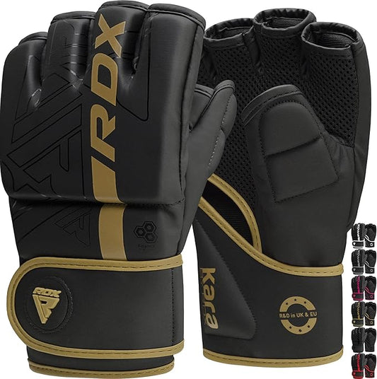RDX MMA Gloves Grappling Sparring, Pre-Curved Mixed Martial Arts Mitts Men Women Boxing Gloves, Maya Hide Leather Kara Cage Fighting Workout, Combat Sports Training, Muay Thai, Punching Bag Kickboxing