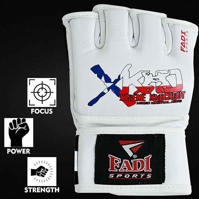 Extreme Knockout MMA Gloves - Cowhide Leather Open Palm Gloves for Men & Women, Martial Arts, Kickboxing, Muay Thai, Boxing, Sparring, Grappling, Punching Bag MMA