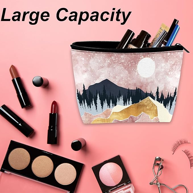 Tropical Palm Green Leaves Makeup Bag for Purse, Waterproof Funny Cosmetic Bag for Women, Zipper Travel Toiletry Gift 9.5×5.9 Inch