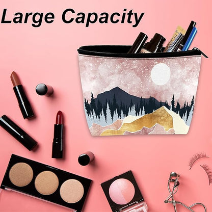 Tropical Palm Green Leaves Makeup Bag for Purse, Waterproof Funny Cosmetic Bag for Women, Zipper Travel Toiletry Gift 9.5×5.9 Inch