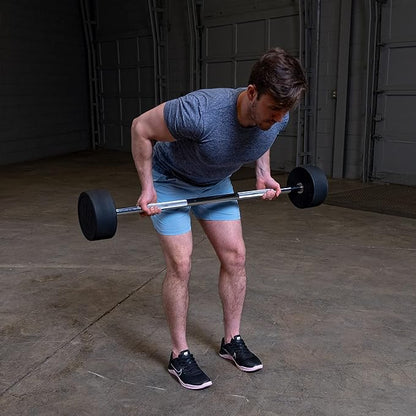 Body-Solid Rubber Coated Fixed Weights Straight Barbells- Weighted