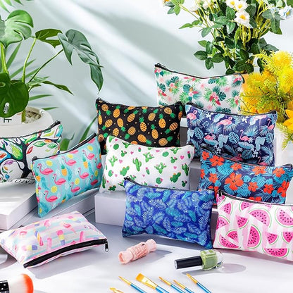 Reginary 20 Pieces Cosmetic Bag for Women, Roomy Makeup Bags with Zipper Toiletry Bag Pouch Travel Packing Accessory Organizer Gifts, 7 x 4.3 Inches (Summer)