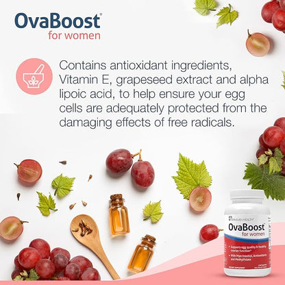 FertilAid for Women & Ovaboost Combo, Female Fertility Supplement & Natural Fertility Vitamin with Myo-Inositol, Vitex & Vitamins to Support Ovulation, Cycle Regularity & Egg Quality, 1 Month Supply