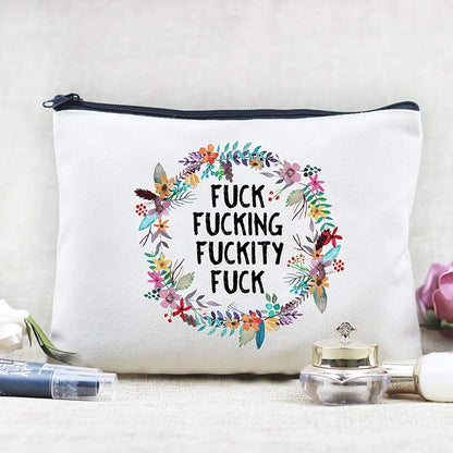 Funny Canvas Cosmetic Bag Makeup Bags Cute Travel Bag Birthday Gifts Friend Gifts for Women (Style-B)
