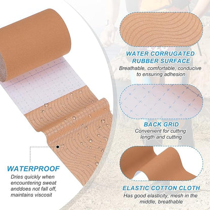 PATIKIL 5.5 Yard x 4 inch Kinesiology Tape, 1 Roll Adhesive Cotton Sports Muscle Support Tapes Waterproof Elastic Tape for Knee Ankle Wrist Shoulder, Light Orange