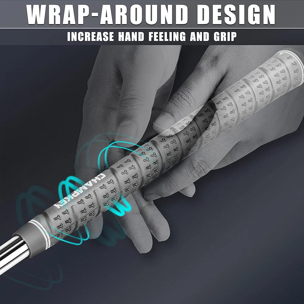CHAMPKEY WRAP-Y Rubber Golf Grips 13 Pack Come with All Repair Kits - High Feedback and Traction Golf Club Grips