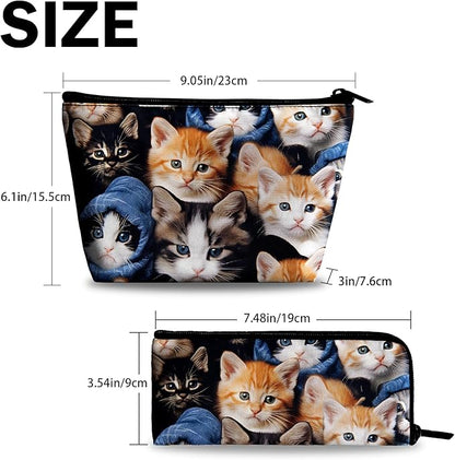 Women Cat Makeup Bag, Funny Animal Cosmetic Pouch for Teens Girls Big Capacity Cosmetic Bags for Travel Essentials