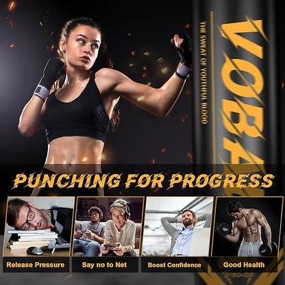 70" Freestanding Heavy Punching Bag with Stand for Adults Teens, Adjustable Standing Punch Bag for Men Women, Ideal for Boxing, MMA, Thai Fitness, and Home Training Workouts