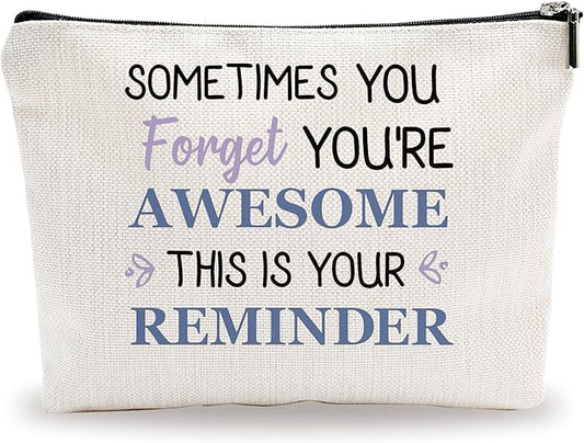 Inspirational Makeup Bag - You're Awesome - Positive Quotes Reminder Cosmetic Bag, Toiletry Bag Gift For Girls, Teen, Sister, Besties, Personal Care & Accessories - A03