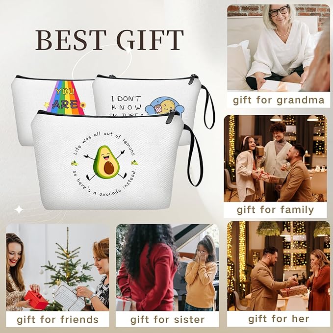 Funny Avocado Girls Birthday Inspirational Gifts for Women Teen Friends Purse Makeup Bag with Mirror Christmas