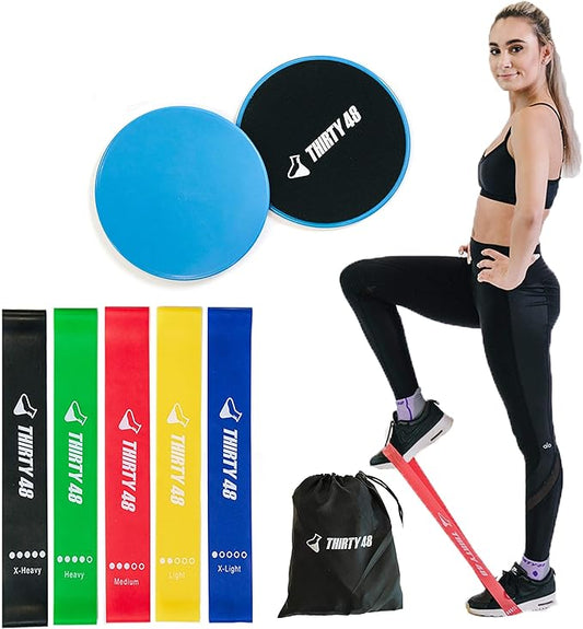 Thirty48 Gliding Discs Core Sliders and 5 Exercise