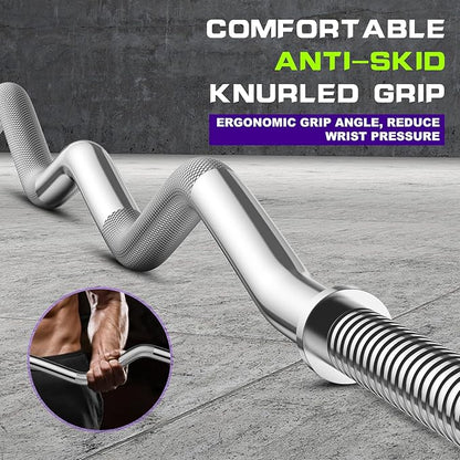 47" EZ Curl Bar Weight Lifting Bar 1-inch Curling -2 Star Collars(280lb Weight